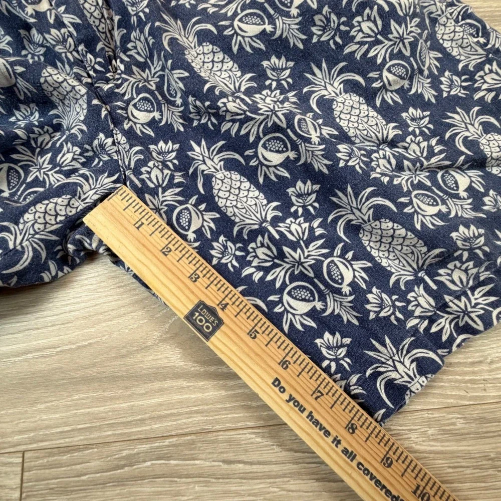 J‎ McLaughlin Men's Linen Shorts Size 38 Navy White Pineapple Print Casual
